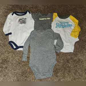 Lot of 4 Long Sleeve 6 Months Bodysuits for Boys